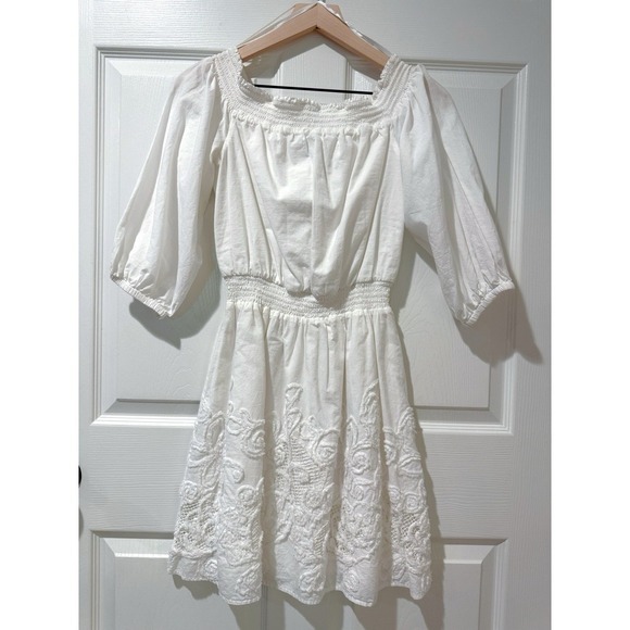 Chelsea28 Dresses & Skirts - Chelsea28 White Cotton Off Shoulder Embroidered Floral Lined Cottagecore Dress 2